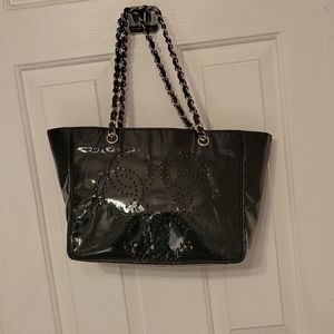 Chanel Patent Leather Perforated CC Chain Bag